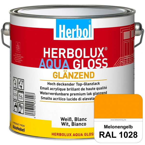 Herbolux Aqua Gloss (RAL 1028 Melonengelb) Wasserverdünnbarer Top-Glanzlack (Innen)