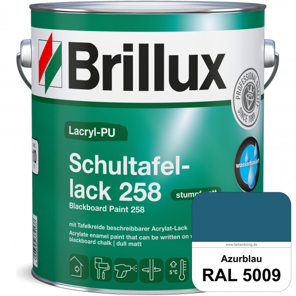 Lacryl-PU Schultafellack 258 (RAL 5009 Azurblau) wasserbasierter und matter Schultafellack (innen)