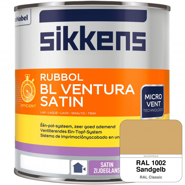 Rubbol BL Ventura Satin NEU (RAL 1002 Sandgelb) Seidenglanzlack (wasserbasiert) Fenster außen
