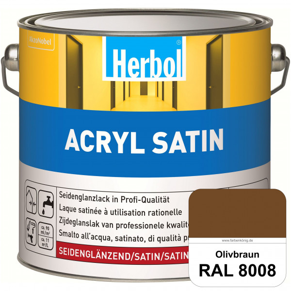 Acryl Satin (RAL 8008 Olivbraun) wasserverdünnbarer seidenglänzender Lack (Innen & Außen)
