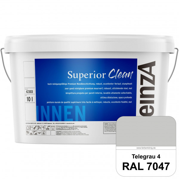 einzA Superior Clean (RAL 7047 Telegrau 4) Hoch reinigungsfähige, stumpfmatte Premium-Wandbeschichtu