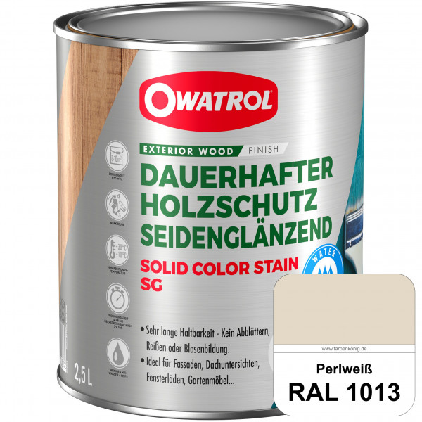 Solid Color Stain SG (RAL 1013 Perlweiß) deckende und seidenglänzende Wetterschutzfarbe außen