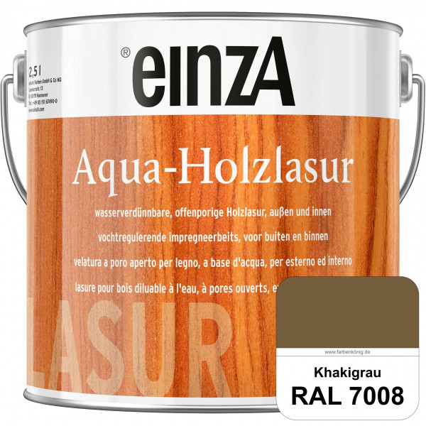 einzA Aqua-Holzlasur (RAL 7008 Khakigrau) wasserverdünnbare offenporige Holzlasur für Holzbauteile