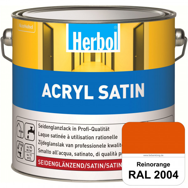 Acryl Satin (RAL 2004 Reinorange) wasserverdünnbarer seidenglänzender Lack (Innen & Außen)