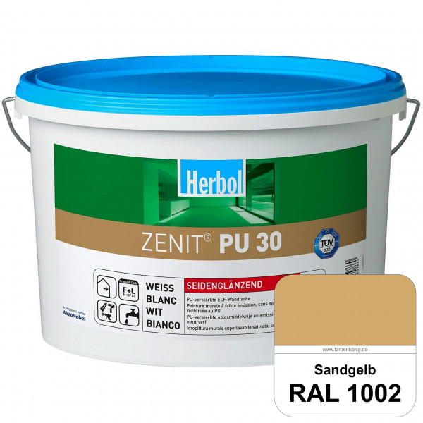 Zenit PU 30 (RAL 1002 Sandgelb) seidenglänzende und strapazierfähige PU-Wandfarbe
