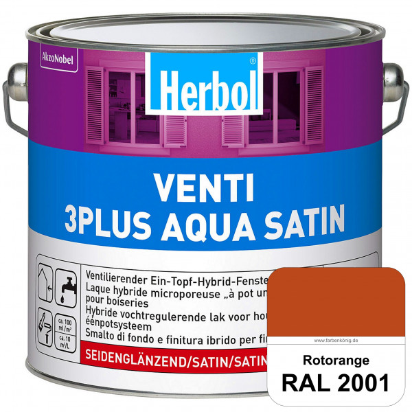 Venti 3Plus Aqua Satin (RAL 2001 Rotorange) wasserbasierter & feuchtigkeitregulierender Ein-Topf-Fen