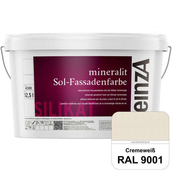 einzA mineralit Sol Fassadenfarbe (RAL 9001 Cremeweiß) mineralische Fassadenfarbe mit Sol-Silikat Te
