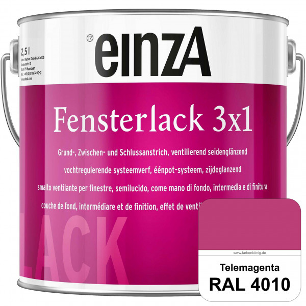 einzA Fensterlack 3 x 1 (RAL 4010 Telemagenta) wetterbeständiger & seidenglänzender Fensterlack