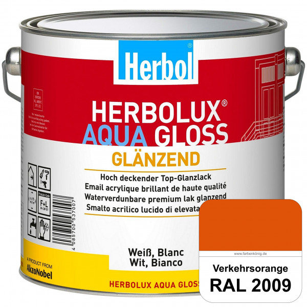 Herbolux Aqua Gloss (RAL 2009 Verkehrsorange) Wasserverdünnbarer Top-Glanzlack (Innen)