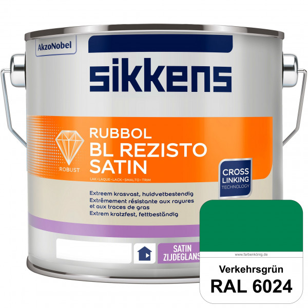 Rubbol BL Rezisto Satin (RAL 6024 Verkehrsgrün) seidenglänzender und strapazierfähiger Lack (wasserb