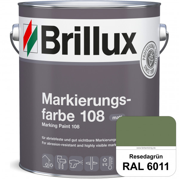 Markierungsfarbe 108 (RAL 6011 Resedagrün) Markierungsfarbe für Asphalt, Betonböden, Zementestrichen