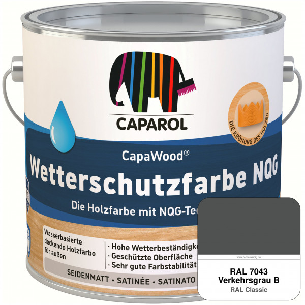 CapaWood® Wetterschutzfarbe NQG (RAL 7043 Verkehrsgrau B) - ersetzt Capadur Wetterschutzfarbe NQG