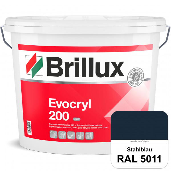 Evocryl 200 (RAL 5011 Stahlblau) Verschmutzungsunempfindliche 100% Reinacrylat Fassadenfarbe