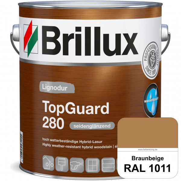 TopGuard 280 (RAL 1011 Braunbeige) wasserbasierte, wetterbeständige und seidenglänzende Hybridlasur
