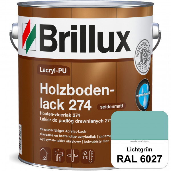 Lacryl-PU Holzbodenlack 274 (RAL 6027 Lichtgrün) hochwertige & widerstandsfähige, deckende Versiegel