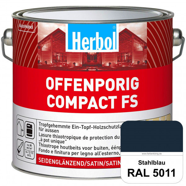 Offenporig Compact FS (RAL 5011 Stahlblau) Rationelle & thixotrope Ein-Topf-Holzlasur (außen)