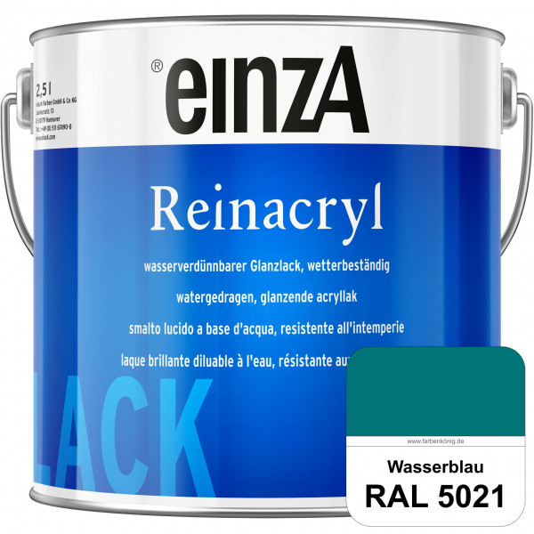 einzA Reinacryl (RAL 5021 Wasserblau) wetterbeständige glänzende Acryl-PU-Lackfarbe