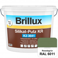 Silikat-Putz KR K3 3641 (RAL 6011 Resedagrün) Dekorativer Kratzputz auf Silikatbasis