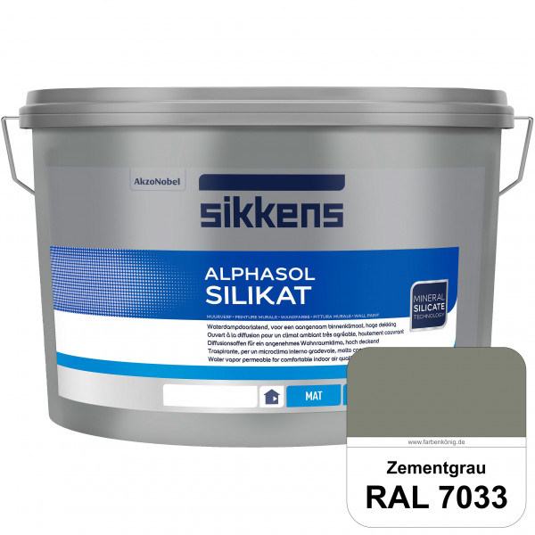 Alphasol Silikat (RAL 7033 Zementgrau) Extrem matte Premium Wandfarbe auf SOL-Silikatbasis