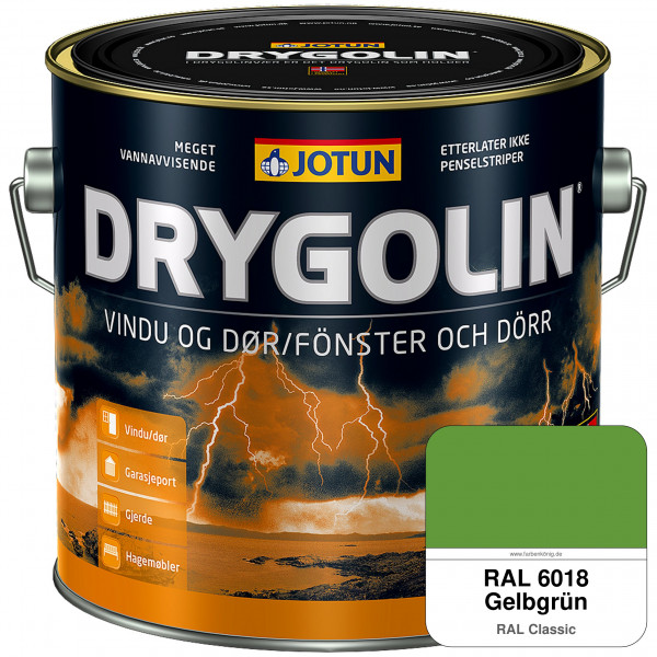 DRYGOLIN Vindu og dør - wetterbeständige Holzschutzfarbe für Außen (RAL 6018 Gelbgrün)