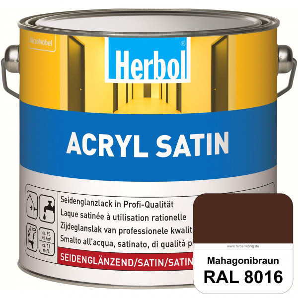 Acryl Satin (RAL 8016 Mahagonibraun) wasserverdünnbarer seidenglänzender Lack (Innen & Außen)