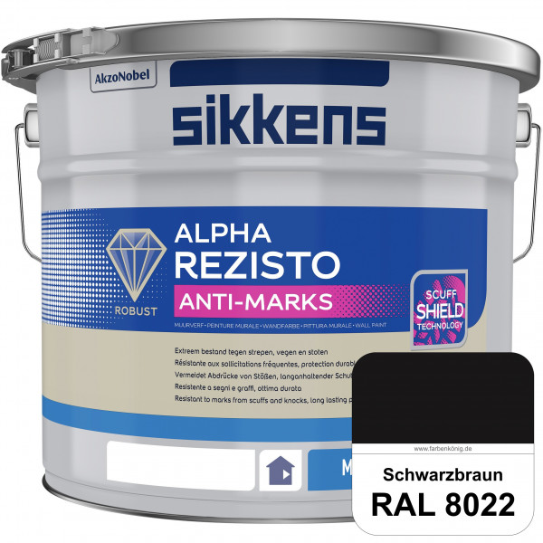 Alpha Rezisto Anti-Marks (RAL 8022 Schwarzbraun) Extrem widerstandsfähige Innenwandfarbe