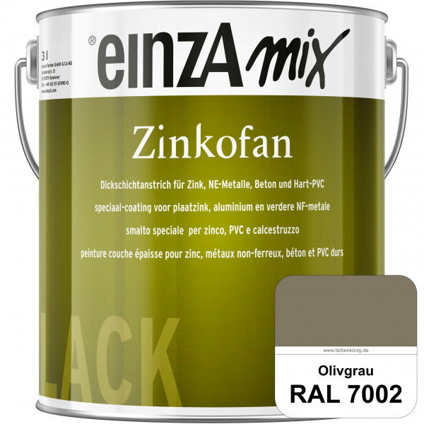 einzA Zinkofan (RAL 7002 Olivgrau) Hoch wetterbeständiges "Dickschicht-1-Topf-System"