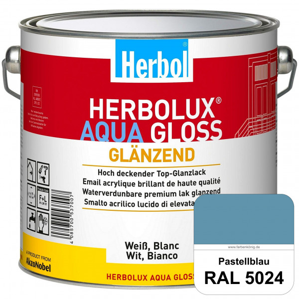 Herbolux Aqua Gloss (RAL 5024 Pastellblau) Wasserverdünnbarer Top-Glanzlack (Innen)
