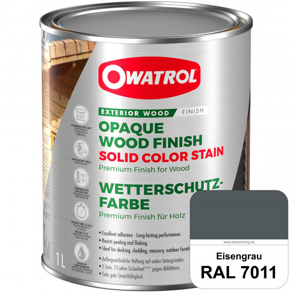 Solid Color Stain (RAL 7011 Eisengrau) deckende und matte Wetterschutzfarbe außen