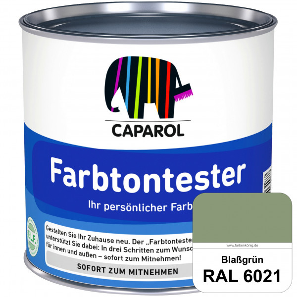 Farbtontester (RAL 6021 Blassgrün) Individuell abgetönte Dispersionsfarbe zum Anlegen von Farbtonmus