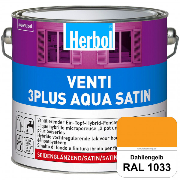 Venti 3Plus Aqua Satin (RAL 1033 Dahliengelb) wasserbasierter & feuchtigkeitregulierender Ein-Topf-F