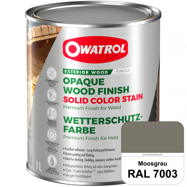 Solid Color Stain (RAL 7003 Moosgrau) deckende und matte Wetterschutzfarbe außen