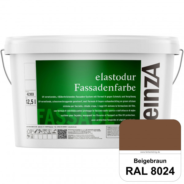 einzA elastodur Fassadenfarbe (RAL 8024 Beigebraun) UV-vernetzendes & rissüberbrückendes Fassadenfar
