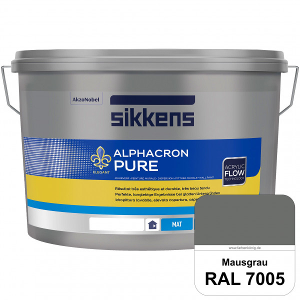 Alphacron Pure (RAL 7005 Mausgrau) Edelmatte & hochertige Premium Wandfarbe für glatte Untergründe.