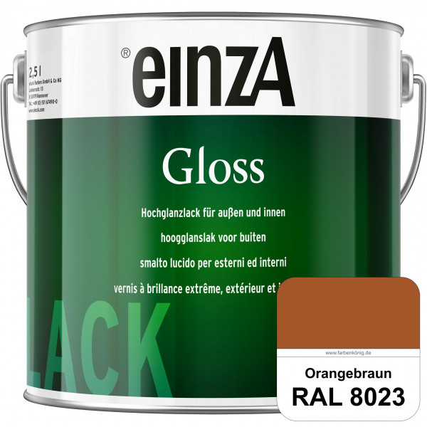 einzA Gloss (RAL 8023 Orangebraun) Hochwertiger Alkydharzlack in Premium-Qualität, hochglänzend.