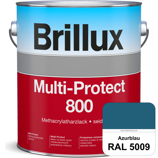 Multi-Protect 800 (RAL 5009 Azurblau) seidenmatter, hoch wetterbeständiger Methacrylatharzlack, für