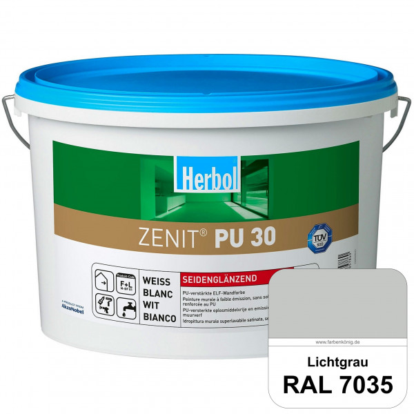 Zenit PU 30 (RAL 7035 Lichtgrau) seidenglänzende und strapazierfähige PU-Wandfarbe