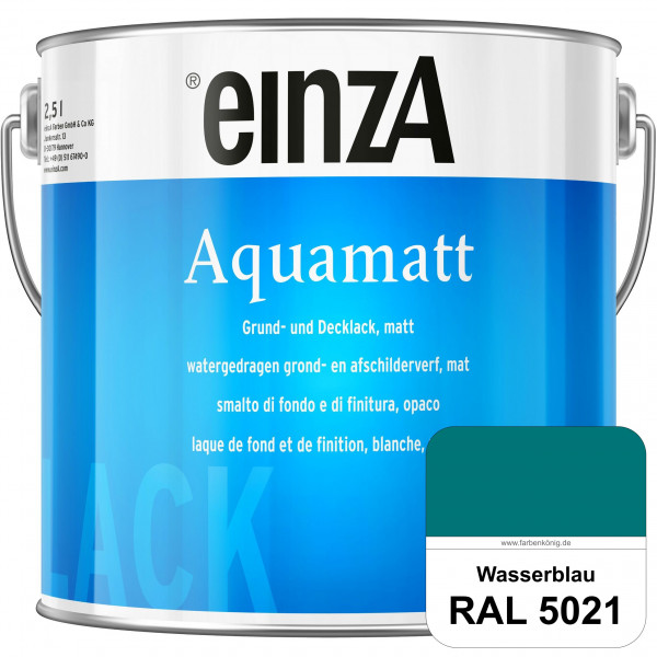 einzA Aquamatt (RAL 5021 Wasserblau) Wasserverdünnbare Vorstreichfarbe & matte Lackfarbe