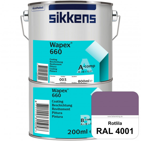 Wapex 660 Set (RAL 4001 Rotlila) seidenglänzende 2K-Epoxidharzlack für Böden & Wände (innen)