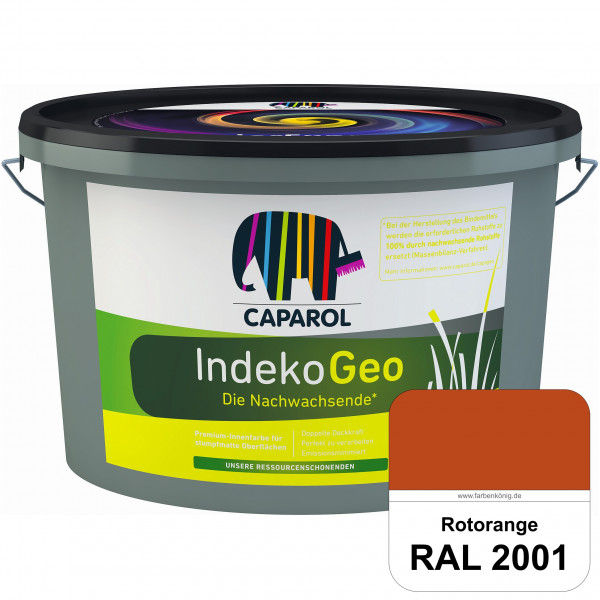 IndekoGeo (RAL 2001 Rotorange) Ressourcenschonende Premium Innenfarbe für stumpfmatte Oberflächen