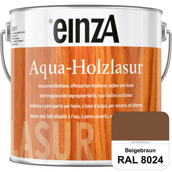 einzA Aqua-Holzlasur (RAL 8024 Beigebraun) wasserverdünnbare offenporige Holzlasur für Holzbauteile