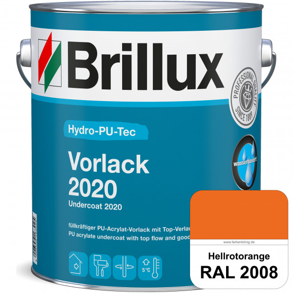 Hydro-PU-Tec Vorlack 2020 (RAL 2008 Hellrotorange) hochwertiger Vorlack für grundierte bzw. gespacht