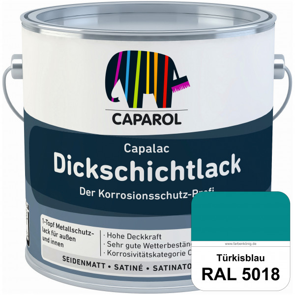 Capalac Dickschichtlack (RAL 5018 Türkisblau) 1-Topf Metallschutzlack (löselmittelhaltig) innen & au