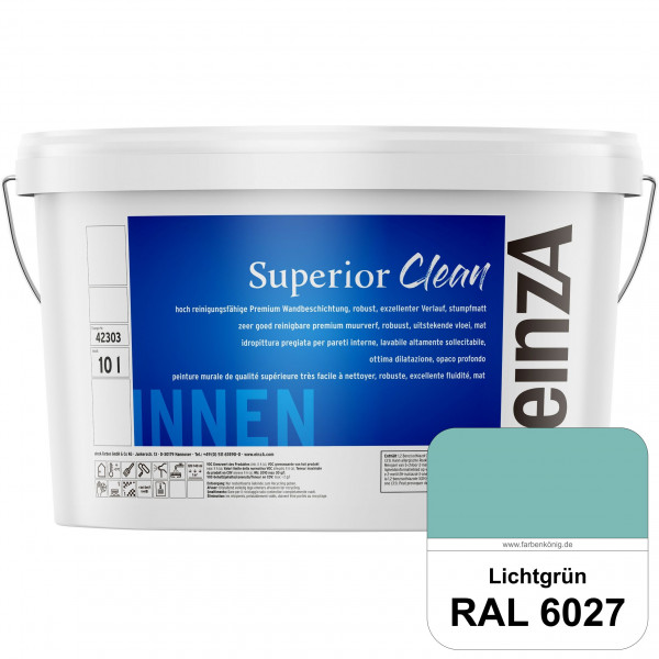 einzA Superior Clean (RAL 6027 Lichtgrün) Hoch reinigungsfähige, stumpfmatte Premium-Wandbeschichtun