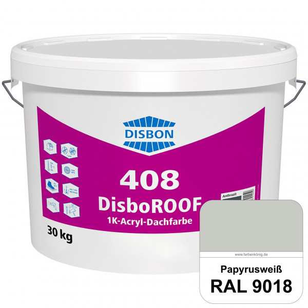 DisboROOF 408 1K-Acryl-Dachfarbe (RAL 9018 Papyrusweiß) Elastische Reinacrylatbeschichtung für Beton
