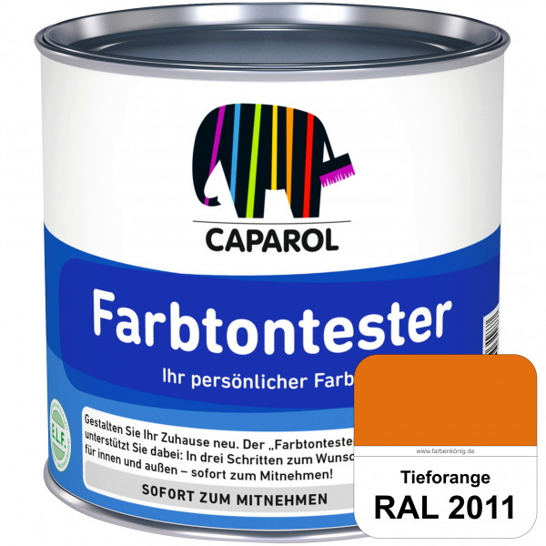 Farbtontester (RAL 2011 Tieforange) Individuell abgetönte Dispersionsfarbe zum Anlegen von Farbtonmu