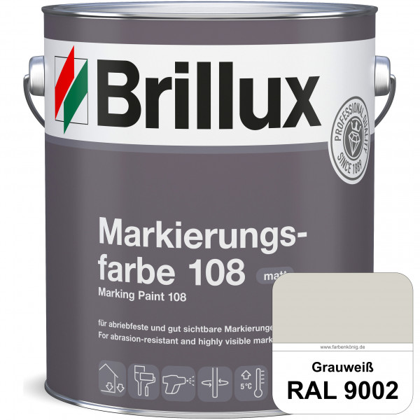 Markierungsfarbe 108 (RAL 9002 Grauweiß) Markierungsfarbe für Asphalt, Betonböden, Zementestrichen