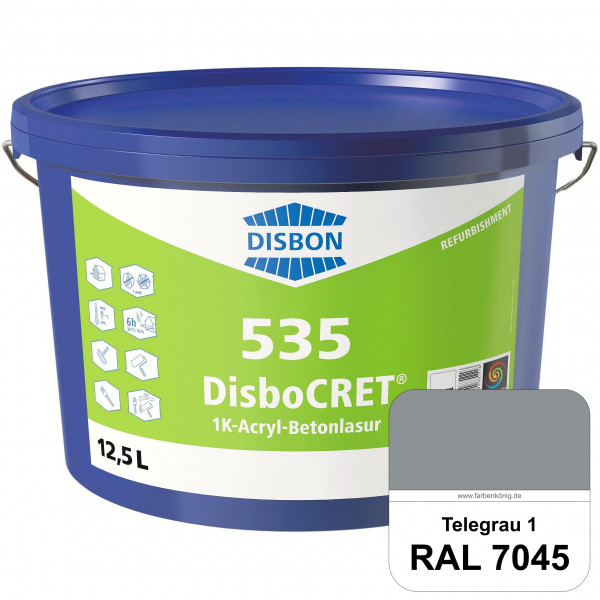 DisboCRET 535 1K-Acryl-Betonlasur (RAL 7045 Telegrau 1) Schutzbeschichtung für Beton im Außenbereich
