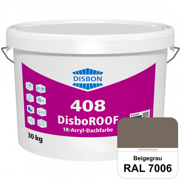 DisboROOF 408 1K-Acryl-Dachfarbe (RAL 7006 Beigegrau) Elastische Reinacrylatbeschichtung für Betonda