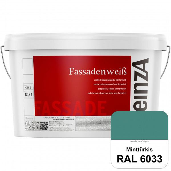 einzA Fassadenweiß (RAL 6033 Minttürkis) Sil-Fassadenfarbe gegen Schmutz & Vergrünung